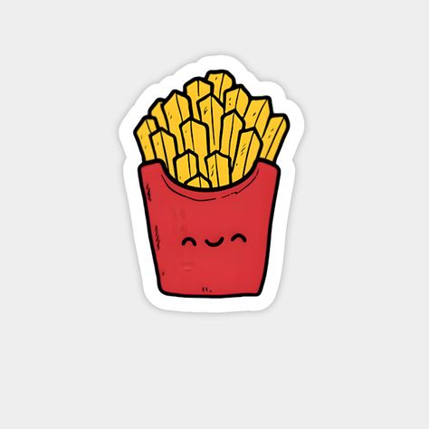 The design features a charming illustration of a carton of golden French fries with a happy, smiling face. The fries are yellow, and the carton is red, giving the design a playful and cute appeal. -- Choose from our vast selection of magnets to match with your desired size to make the perfect custom magnet. Pick your favorite: Movies, TV Shows, Art, and so much more! Available in two sizes. Perfect to decorate your fridge, locker, or any magnetic surface with. French Fries Sticker, Friend Fries, Fries Sticker, Doodle Comic, Kawaii Food, Smiling Face, New Sticker, Digital Stamps, French Fries