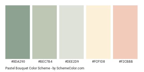 Color scheme palette image Pastel Green Color Pallete, Canva Color Palette Codes Green, Instagram Color Scheme Feed, Pastel Green Color Palette, Rgb Palette, Pastel Bouquet, Pastel Color Palette, Hex Color Palette, Natural Palette