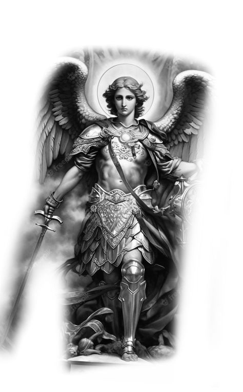 St Michael Tattoo Women, Roman Catholic Tattoos, Saint Michael Tattoo Design, Saint Michael Tattoo, Archangel Michael Tattoo, St Michael Tattoo, Michael Tattoo, Warrior Angel, Catholic Tattoos