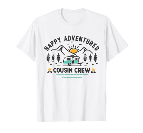 PRICES MAY VARY. Cousin Crew 2024 Camping Shirt, Camping Picnic on the mountain Graphics. Happy Adventures Summer Vacation Family matching apparel for all cousins having fun at a family reunion. Family reunion 2024 Clothing on summer or family summer vacation trip. Fun and great matching tee with your cousins. Lightweight, Classic fit, Double-needle sleeve and bottom hem Family Camping Trip Shirts, Cousin Camp, Family Summer Vacation, Vacation Family, Cousin Crew, Family Summer, Family Camping Trip, Camping Picnic, Matching Tees