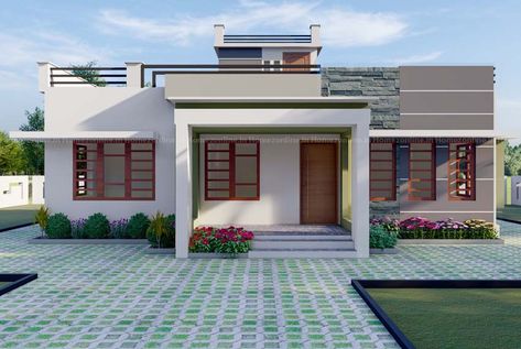 Home Outlook Design, One Floor Home Design, Single Story Home Design, House Outlook Design, Single Story Elevation Design, Single Floor Front Elevation Designs, Single Story House Design, Single Floor House Design Modern, Small House Design Kerala