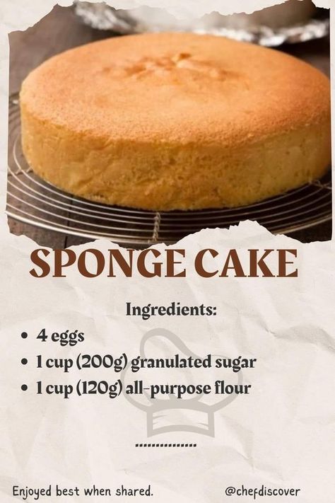 Marion Grasby, Egg Cake, Homemade Goodies, Sponge Cake Recipes, Baked Dessert Recipes, Interesting Ideas, 3 Ingredient, Cake Ingredients, Sponge Cake