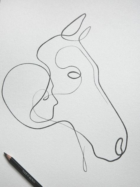 Single Line Horse Tattoo, One Line Horse Tattoo, Horse Simple Drawing, One Line Drawing Horse, Line Drawing Horse, Horse Line Drawing, Line Art Horse, Skull Tattoos For Men, How To Draw Cats