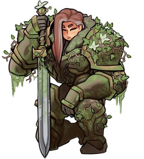 Nature Paladin Dnd, Oath Of The Ancients Paladin Female, Overgrown Character Design, D D Character, Nature Paladin, D&d Paladin, Overgrown Drawing, Female Paladin Dnd, Dnd Female Fighter