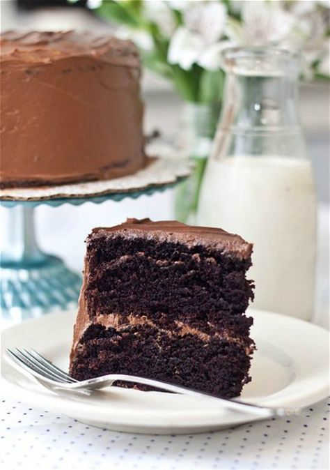 Beatty’s Chocolate Cake by Ina Garten. Superb! Baked in 9" pans and wasn't high enough to split horizontally in 2. I had wanted to make a 4 layer cake, Beattys Chocolate Cake, American Chocolate, Coffee Chocolate, Pure Vanilla, Best Chocolate Cake, Buttercream Recipe, Chocolate Buttercream, Köstliche Desserts, Chocolate Cake Recipe