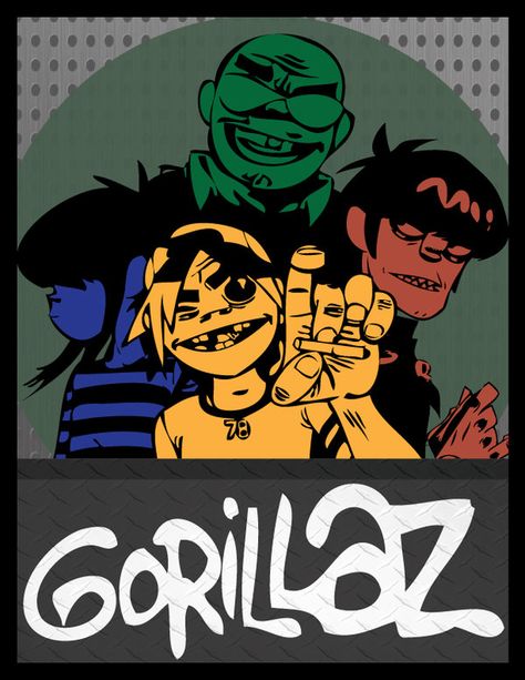 gorillaz poster Shark Jacket, Gorillaz Band, Modern Day Witch, Monkeys Band, Jamie Hewlett, Gorillaz Art, Trip Hop, Rock Posters, Pop Rock