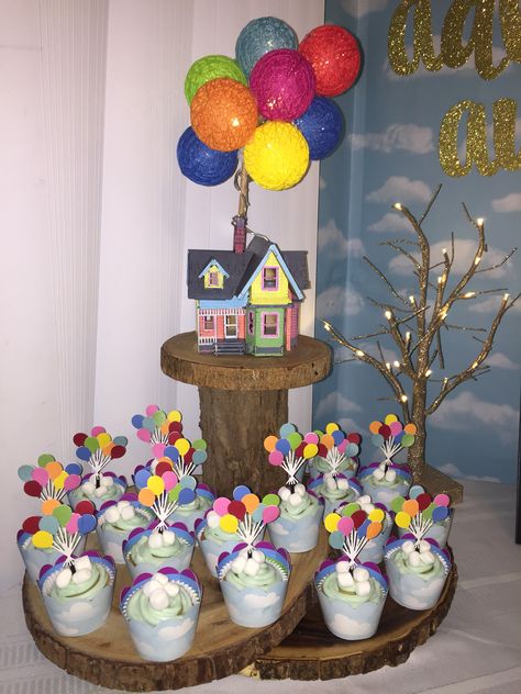 Disney Pixar “growing up” party! Our son loved it! Up Cupcakes Pixar, Good Dinosaur Party Ideas Disney Pixar, Up Themed Snacks, Up Inspired Birthday Party, Disney Pixar Up Birthday Party, Disney Up Birthday Party, Up Movie Party Ideas, Movie Up Theme Party, Pixar Up Themed Baby Shower Ideas