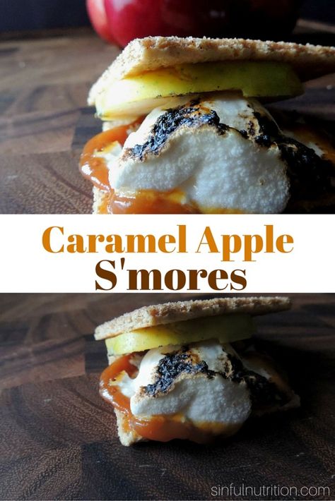 Caramel Apple S'mores Recipe -- Two of my favorite fall desserts in one! Perfect treat to have around a campfire. Apple With Caramel, Smores Recipe, Caramel Apple Desserts, Smore Recipes, Easy Holiday Recipes, Caramel Topping, Cabin Christmas, Eat Seasonal, Fall Dessert