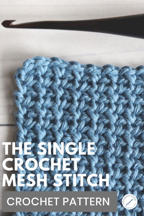 Close up of the single crochet mesh stitch Single Crochet Mesh Stitch, Mesh Stitch Crochet Tutorial, Mesh Crochet Stitch, Mesh Stitch Crochet, Crochet Mesh Stitch, Crochet Tricks, Amanda Crochets, Crochet Texture, Mesh Stitch