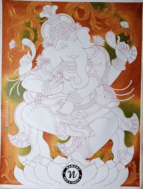 Ganapati Mural Painting, Mural Painting Outline Sketches, Kerala Mural Painting Outline Sketches, Ganesha Mural Painting, Mural Paintings, Abstract Pencil Drawings, Ganesh Art Paintings, Kerala Mural Painting, Buddha Art Painting