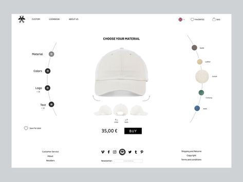 Customize your own cap by CalusBen on Dribbble Ui Ux 디자인, Emprendimiento Ideas, Gfx Design, Desain Ui, Ecommerce Web Design, Ui Design Website, Custom Web Design, Web Ui Design, Webpage Design