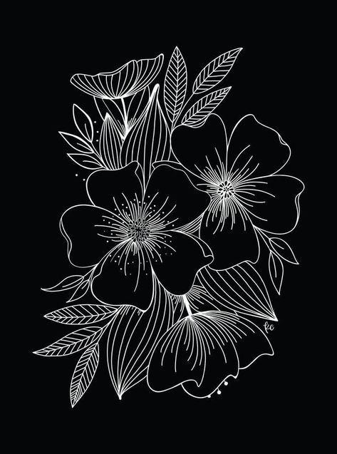 Midnight Plum, Line Art Flowers, Scratchboard Art, Black Paper Drawing, Lino Art, Motif Batik, Scratch Art, Design And Illustration, Bleach Art