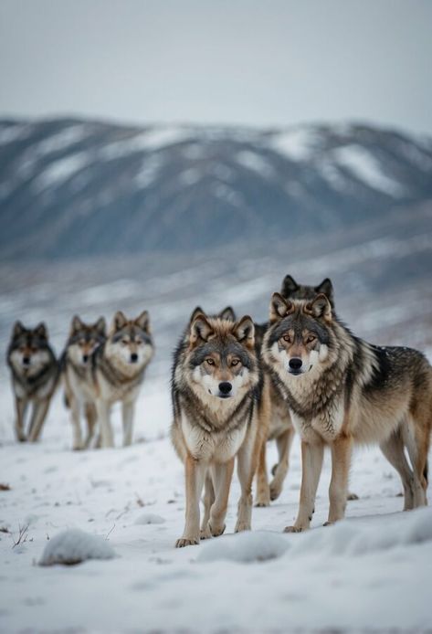 A pack of wolves roam the snowy tundra of the Arctic Refuge, their fur blending in with the white landscape as they hunt for prey Alaska Forest, Alaska Animals, Arctic Wildlife, Alaska Landscape, Alaskan Wildlife, Types Of Forests, Alaskan Wilderness, Alaska Photography, Forest Wildlife