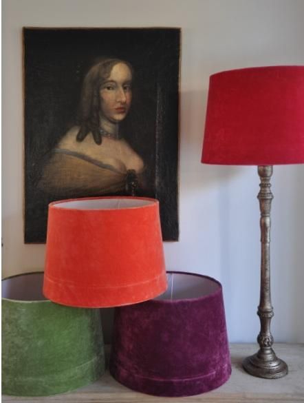 Olsson & Jensen (Swedish) velvet lampshades Velvet Lamp, Velvet Lampshade, Diy Hanging Shelves, Diy Lampe, By Any Means Necessary, Closet Organization Diy, Mason Jar Diy, Mason Jar Crafts, Hanging Shelves