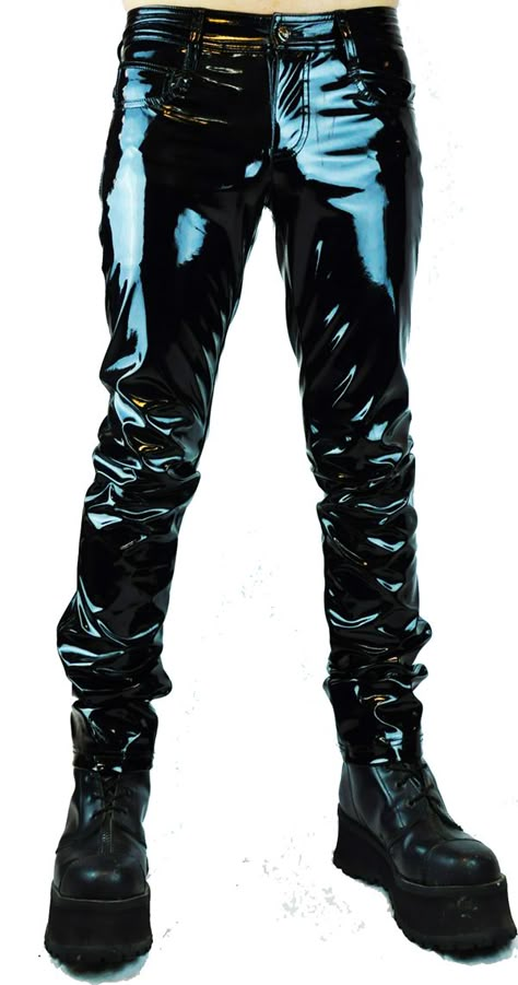 Black PVC Pants PAT Pvc Pants, Office Goth, Male Pants, Tripp Pants, Cyberpunk Clothing, Cyberpunk Clothes, Dark Future, La Style, Black Pvc