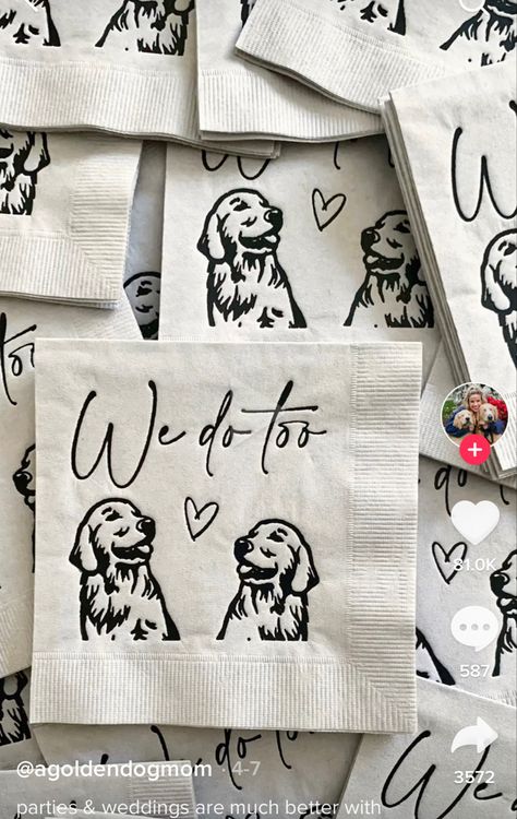 Dog Cocktail Napkins, Dog Napkins, Dog Cocktail, Rehearsal Dinner Planning, Yacht Wedding, Cute Wedding Ideas, Lake Wedding, Civil Wedding, Dog Wedding