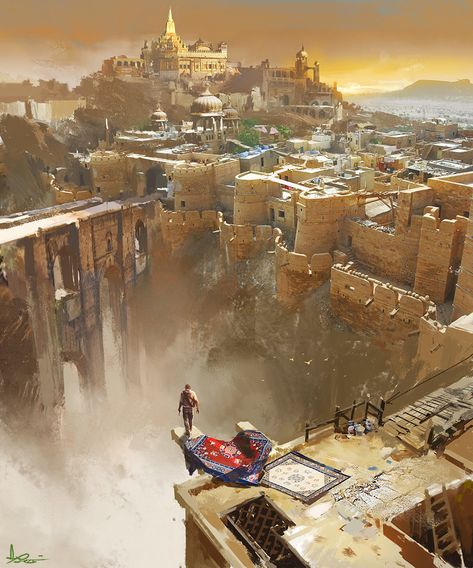 ArtStation - Uncharted, ling xiang Sand Kingdom, Fantasy City, Fantasy Setting, Biome, Fantasy Places, Fantasy Art Landscapes, Fantasy Concept Art, Arte Fantasy, Environment Design