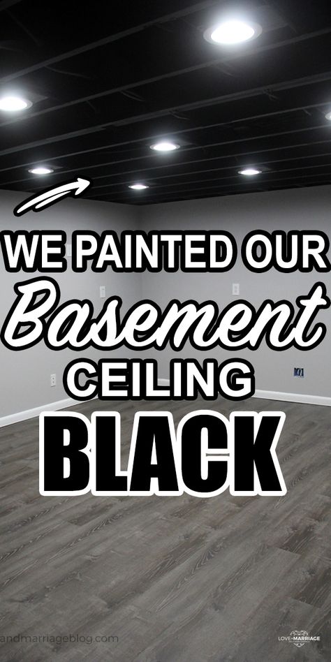 Basement Ceiling Black, Black Basement Ceiling, Painted Basement Ceiling, Finish Basement Ceiling, Unfinished Basement Ceiling, Exposed Basement Ceiling, Basement Ceiling Painted, Cheap Basement Remodel, Open Basement