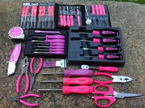 Got to get this for my wife. I think she would live this. Pink Tool Box, Girl Tools, Pink Tool Set, Snap On Tools, Pink Tools, Hat Tip, Glitter Rosa, Tools For Women, Pink Stuff