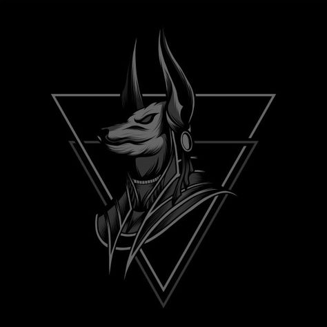 Anubis black and white illustration Prem... | Premium Vector #Freepik #vector #logo #character #cartoon #game 70s Tech, Anubis Symbol, Ancient Logo, Clothing Logos, Beer Tattoos, Spiritual Logo, Egyptian Anubis, Brand Guidelines Design, Peace Tattoos