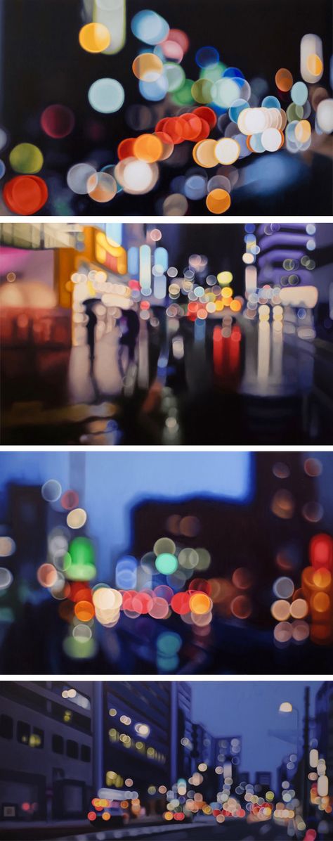 Philip Barlow Painting, Blurred Art Paintings, Light Up Artwork, Window Light Painting, Out Of Focus Painting, Blurred Lights Painting, Philip Barlow, Light Artwork, Twinkling Lights