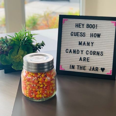 Guess The Candy Corn In The Jar, How Many Candy Corn In The Jar Game, Fall Guessing Jar Ideas, Guess How Many Candy Corn In Jar, Halloween Guess How Many Jar, Guess How Many In A Jar Ideas, October Resident Event Ideas, Fall Baby Shower Prizes, October Resident Events