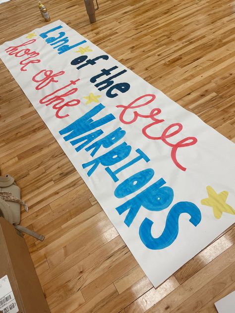 Color Wars Pep Rally, Usa Football Theme Banner, Usa Football Banners, Black Out Signs Football, Pep Rally High School, Banner For Football Games, White Out Signs Football, Usa Theme Football Signs, Football Spirit Posters High School