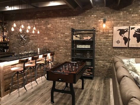 Industrial Basement, Bedroom Redesign, Basement Bar Designs, Man Cave Basement, Diy Basement, Man Cave Home Bar, Waterproofing Basement, Small Basements, Basement Ceiling