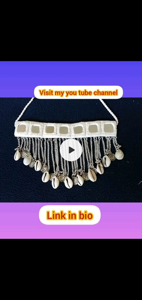 Visit my YouTube channel to see full video Mirror Jewellery, Home Mirror, Mirror Necklace, Mirror Earrings, Fabric Jewellery, Earrings Making, Jewelry Mirror, Necklace Making, Seashell Necklace