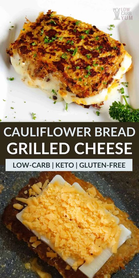 Cauliflower Grilled, Cauliflower Grilled Cheese, Keto Grilled Cheese, Easy Low Carb Lunches, Dinner Recipes Healthy Low Carb, Cauliflower Bread, Healthy Low Carb Snacks, Healthy Low Carb Dinners, Riced Cauliflower