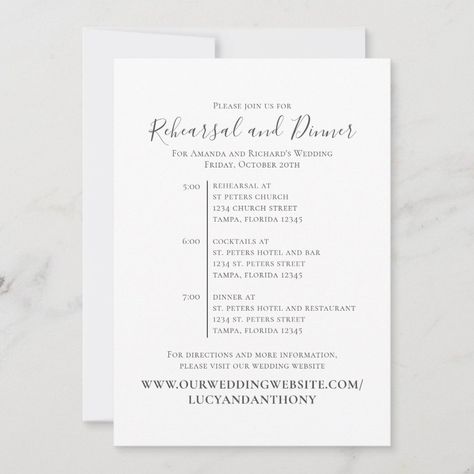 Minimalist Rehearsal Dinner Timeline Template  Zazzle Rehearsal Dinner Checklist, Timeline Template, Dinner Invitations, Rehearsal Dinner Invitations, Wedding Checklist, Wedding Website, Rehearsal Dinner, Rehearsal Dinners, Our Wedding