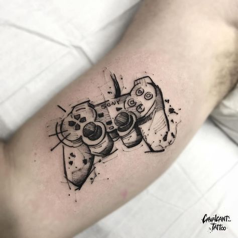 Playstation Tattoo, Wolf Tattoo Forearm, Pop Culture Tattoos, Video Game Tattoos, Culture Tattoos, Gamer Tattoos, Cool Tattoo Drawings, Graffiti Tattoo, Pokemon Tattoo