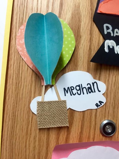 Hot Air Balloon Door Decoration, College Dorm Door Decorations Name Tags, College Dorm Door, Balloon Door, Door Decorations College, Dorm Door Decorations, Dorm Door, Adventure Decor, Trendy Door