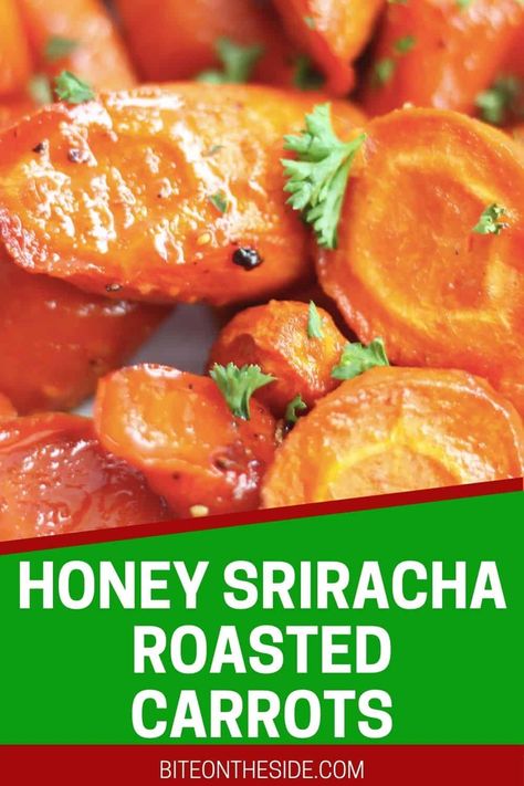 Honey Sriracha Carrots, Asian Carrot Recipes, Siracha Honey Carrots, Sweet And Spicy Carrots, Hibachi Carrots Sweet, Asian Carrots Recipe, Sriracha Carrots, Asian Carrots, Korean Carrots