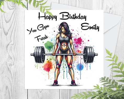 Personalised Gym Birthday Card, Card For Special Daughter Friend Women Personalised Birthday Card,Perfect for any Gym Lover,Bodybuilder Card by CardsFromHeartsUK on Etsy Embossed Paper, Personalized Birthday Cards, Glossy Photo Paper, Personalized Birthday, Personal Cards, Bodybuilding, I Card, Card Design, How To Find Out