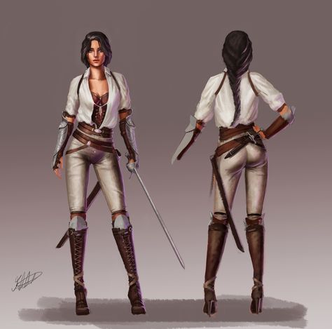 ArtStation - Female character design- fencer, Fred Almén Character Female, Female Warriors, Character Design Cartoon, Character Design Challenge, Character Clothing, Female Design, Female Armor, Female Character Concept, Female Character