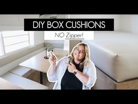 Easy Box Cushion Cover - No Zipper! | Perfect bench or dinette cushions - YouTube Box Cushion Cover, Banquette Cushions, Bench Cushion Cover, Diy Cushion Covers, Diy Bench, Box Cushion, Interior Design Diy, Bench Cushion, Diy Box