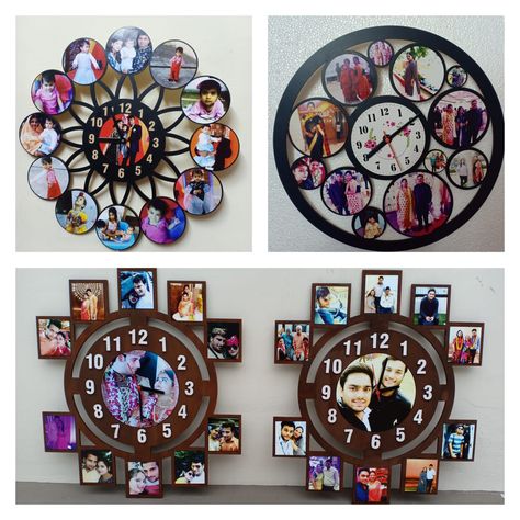 Handmade Wall Clock, Cutout Frame, Fireworks Background, Personalized Clocks, Custom Clocks, Wood Clock, Photo Collages, Light Background Images, Wood Clocks