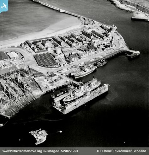 Aberdeen Harbour. Aerial view facing east. Source: Historic Environment Scotland (HES)- CANMORE Aberdeen Harbour, Aberdeen, Aerial View, Scotland