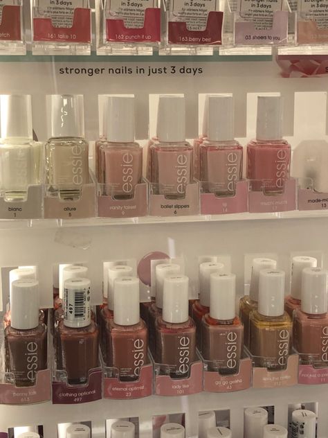 Nail Polishes Aesthetic, Essie Nail Polish Aesthetic, Nail Shop Aesthetic, Essie Aesthetic, Nail Polish Collection Aesthetic, Coquette Nail Polish, Nails Polish Aesthetic, Nailpolish Aesthetic, Coquette Wishlist