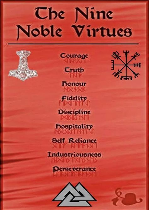 The Nine Noble Virtues of Asatru Nine Noble Virtues, Noble Virtues, Viking Facts, Norse Culture, Viking Tattoo Symbol, Viking Quotes, Norse Symbols, Positive Thought, Viking Symbols