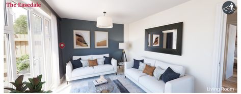 Screenshot from the easedale virtual tour Easedale Taylor Wimpey, Taylor Wimpey Living Room, Accent Wall In Living Room, Wimpey Homes, Wall In Living Room, Blue Accent Wall, Taylor Wimpey, Blue Accent Walls, Open Plan Kitchen Diner