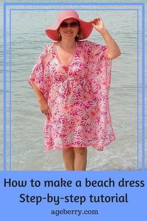 This is a sewing tutorial with clear beach dress instructions on diy swimsuit cover up. If you want to learn how to make a beach cover up dress, how to make a swimsuit cover-up check out this post with free online sewing pattern easy even for beginners. Beach Cover Up Patterns Free Sewing, Beach Coverup Pattern Sewing, How To Make A Beach Cover Up, Sew Beach Cover Up, Sewing Easy Clothes, Beach Cover Up, Diy Beach Cover Up, Beach Dress Pattern, Beach Cover Up Pattern