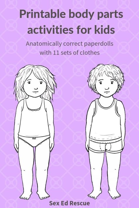 Some printable body parts activities for kids - paperdolls that come with 11 sets of clothes (plus theya re anatomically correct) #SexEdRescue #parenting #bodyparts #parentinghacks #sexeducation Body Parts For Kids, Safety Rules For Kids, Printable Paper Dolls, Throbbing Headache, Free Printable Paper Dolls, Keeping Kids Safe, Paper Dolls Printable, Helping Children, Early Childhood Education