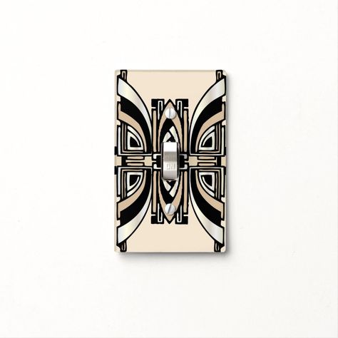 Art Deco flair for your light switch. Art Deco Monogram, Art Deco Light, Deco Living Room, Art Deco Kitchen, Art Deco Bathroom, Engraving Printing, Art Deco Decor, Art Deco Lighting, Art Deco Home