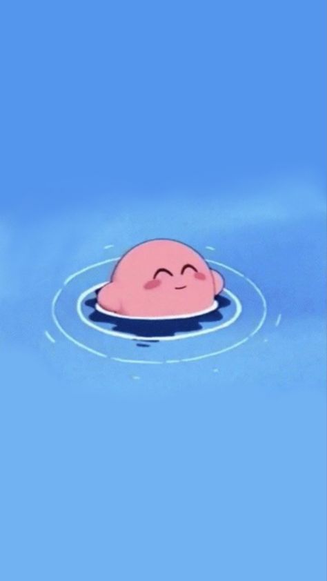 Kirby In Water, Kirby Wallpapers Aesthetic Iphone, Kirby Profile Picture, Kirby Swimming, Kirby Phone Wallpaper, Kirby Lockscreen, Kirby Iphone Wallpaper, Kirby Wallpaper Iphone, Blue Kirby