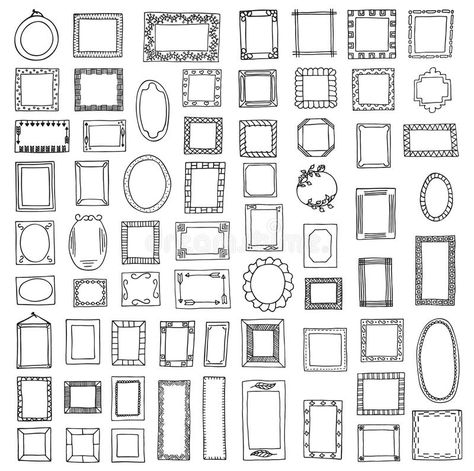 Picture Frame Doodles Hand Drawn, Frame Doodle Hand Drawn, Doodle Frames Hand Drawn, Doodle Picture Frame, Hand Drawn Picture Frames, How To Draw A Picture Frame, Bujo Frame Ideas, Drawing Frames Border, Frames Ideas Drawing