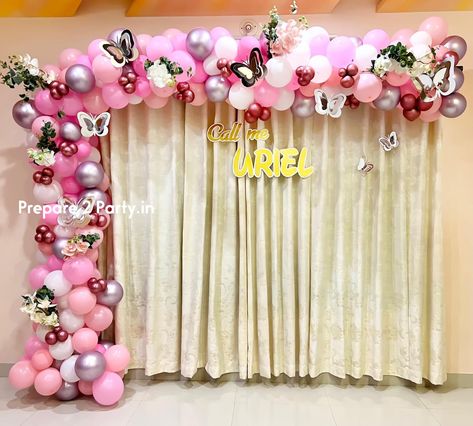 For more Trending Decoration Ideas and DIY hacks, follow on Instagram @prepare2party.in Book Amazing Balloon Party Decorations: https://prepare2party.in Rice Ceremony Decoration, Welcome Home Baby Girl, Cradle Decoration, Balloon Party Decorations, Rice Ceremony, Naming Ceremony Decoration, Welcome Flowers, Cradle Ceremony