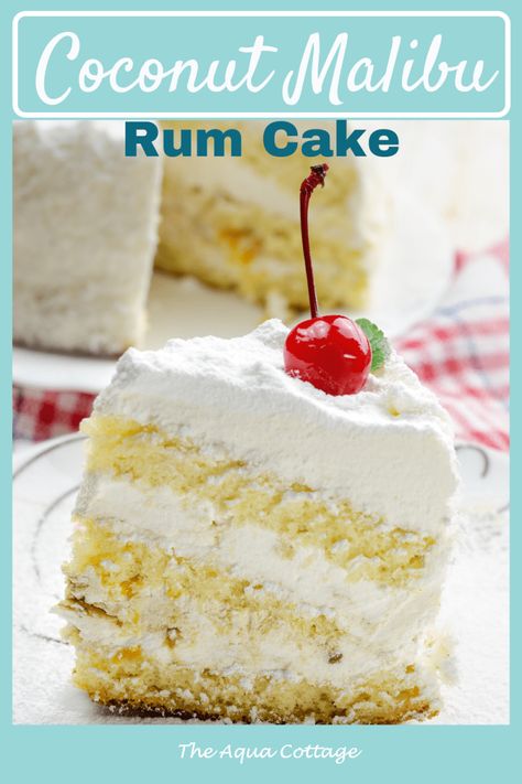 Malibu Rum Cake, Rum Desserts Recipes, Rum Cake Recipe Easy, Beach Barbeque, Rum Desserts, Liquor Cake, Dessert Holiday, Pina Colada Cake, Coconut Cream Cake