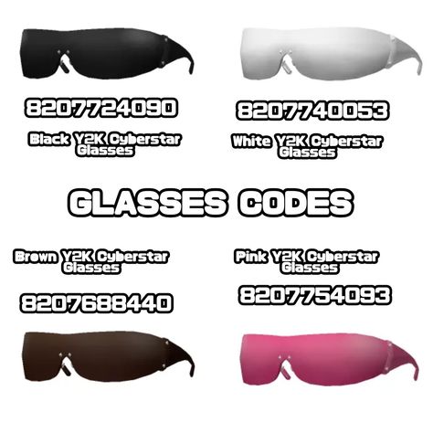 Glasses Codes, Cap Code, Y2k Glasses, Y2k Hat, Red Y2k, Coding Shirts, Brown Y2k, Black Hair Roblox, Baddie Outfits Ideas